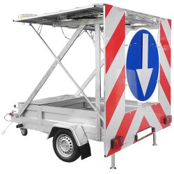 Remorca 1 ax cu panou MARE de semnalizare si dirijare trafic 24 lampi LED U26a